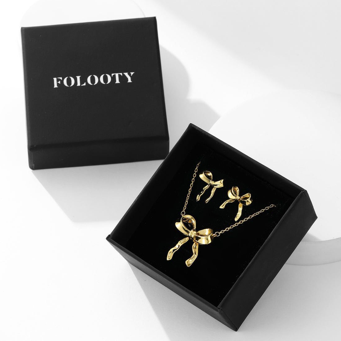 Gold Bow Pendant Jewelry Set - FOLOOTY BOUTIQUE