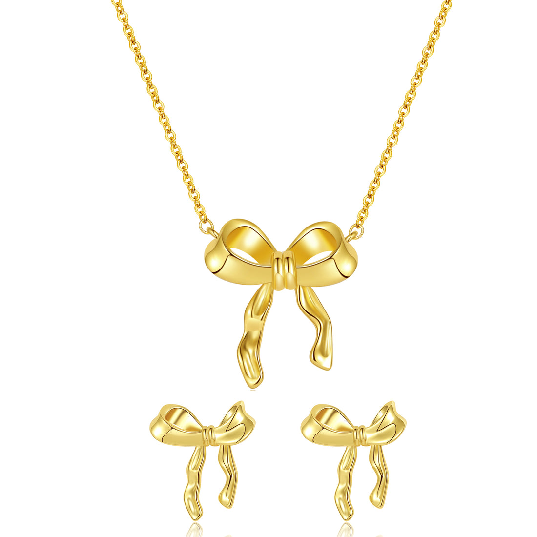 Gold Bow Pendant Jewelry Set - FOLOOTY BOUTIQUE