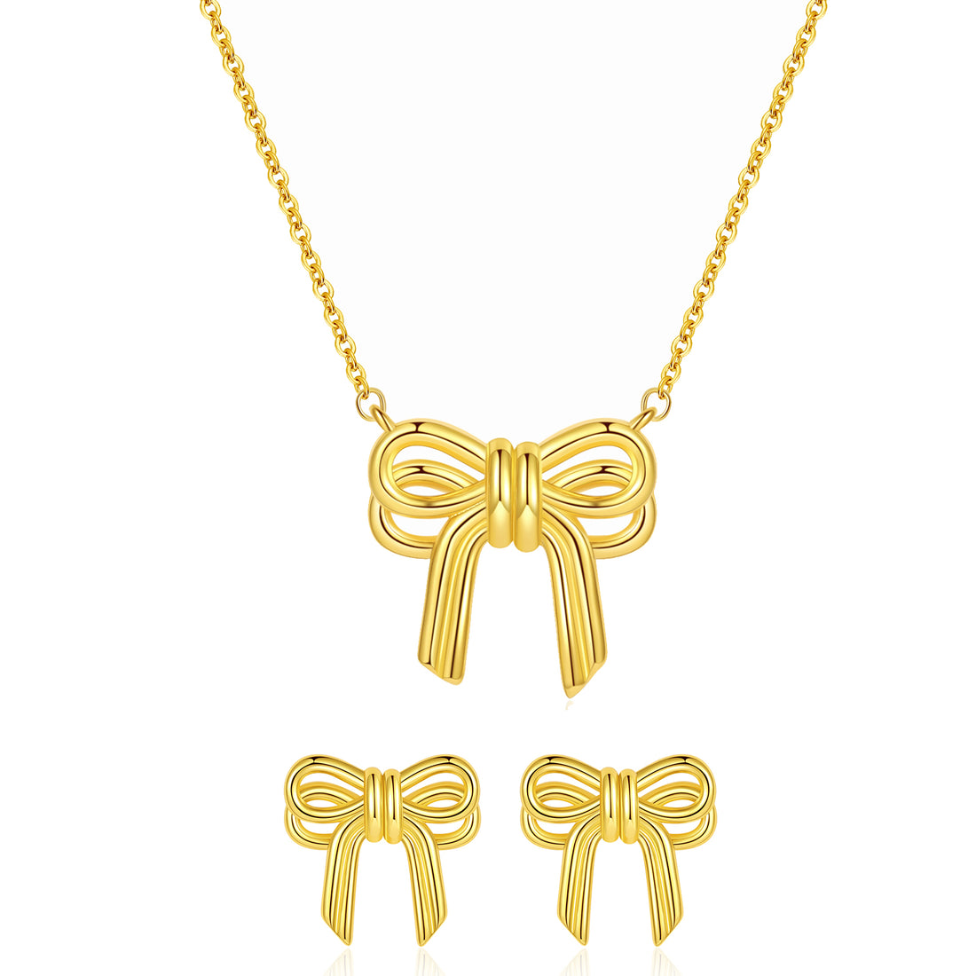 Gold Carving Bow Jewelry Set - FOLOOTY BOUTIQUE