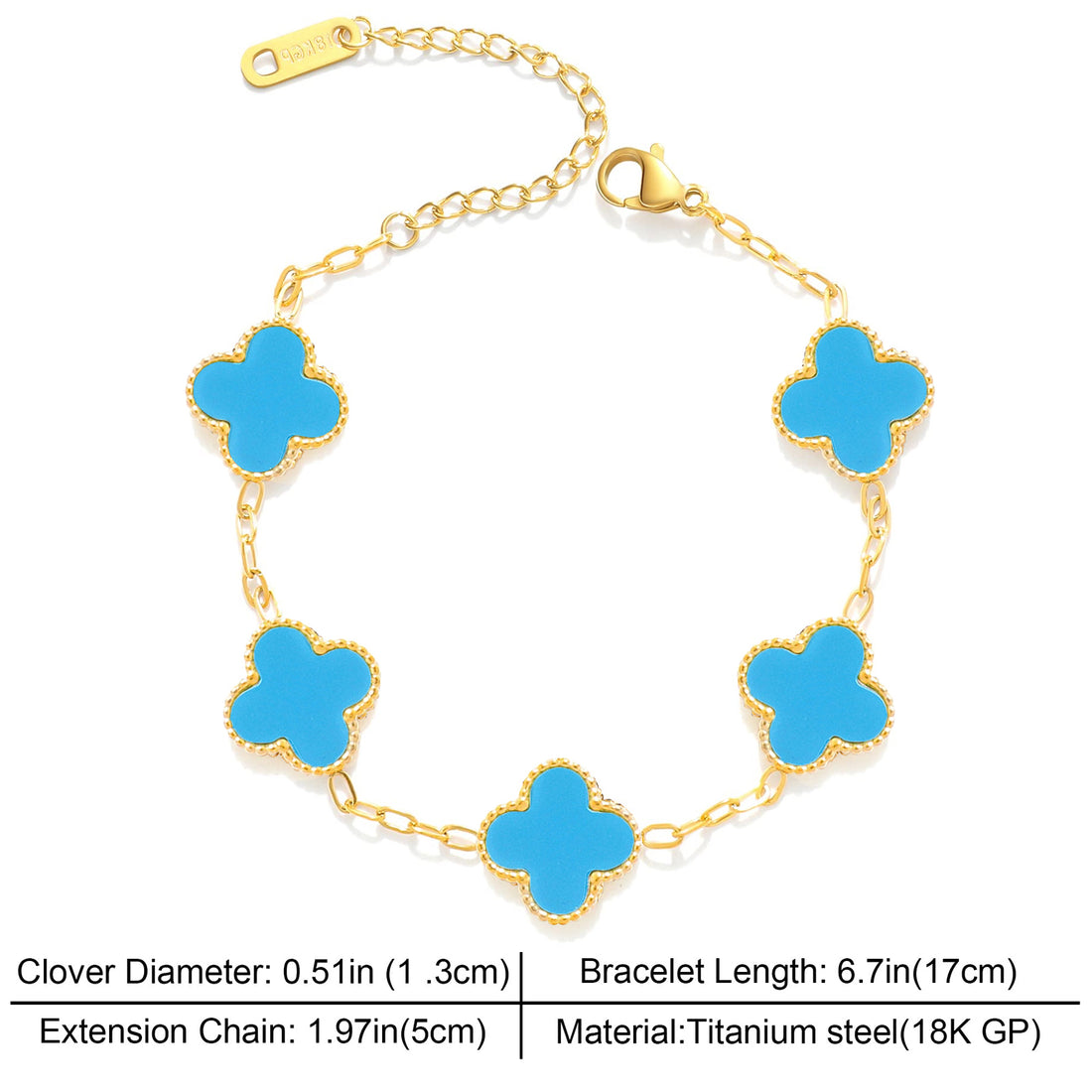 Gold Lucky Clover Flower Craving Bracelet - size