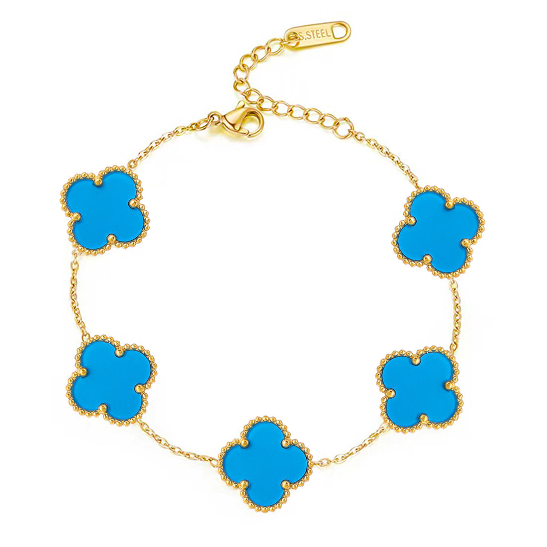 Gold Lucky Clover Large Flower Bracelet