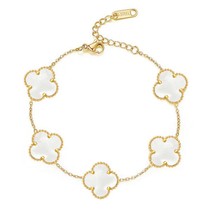 Gold Lucky Clover Large Flower Bracelet