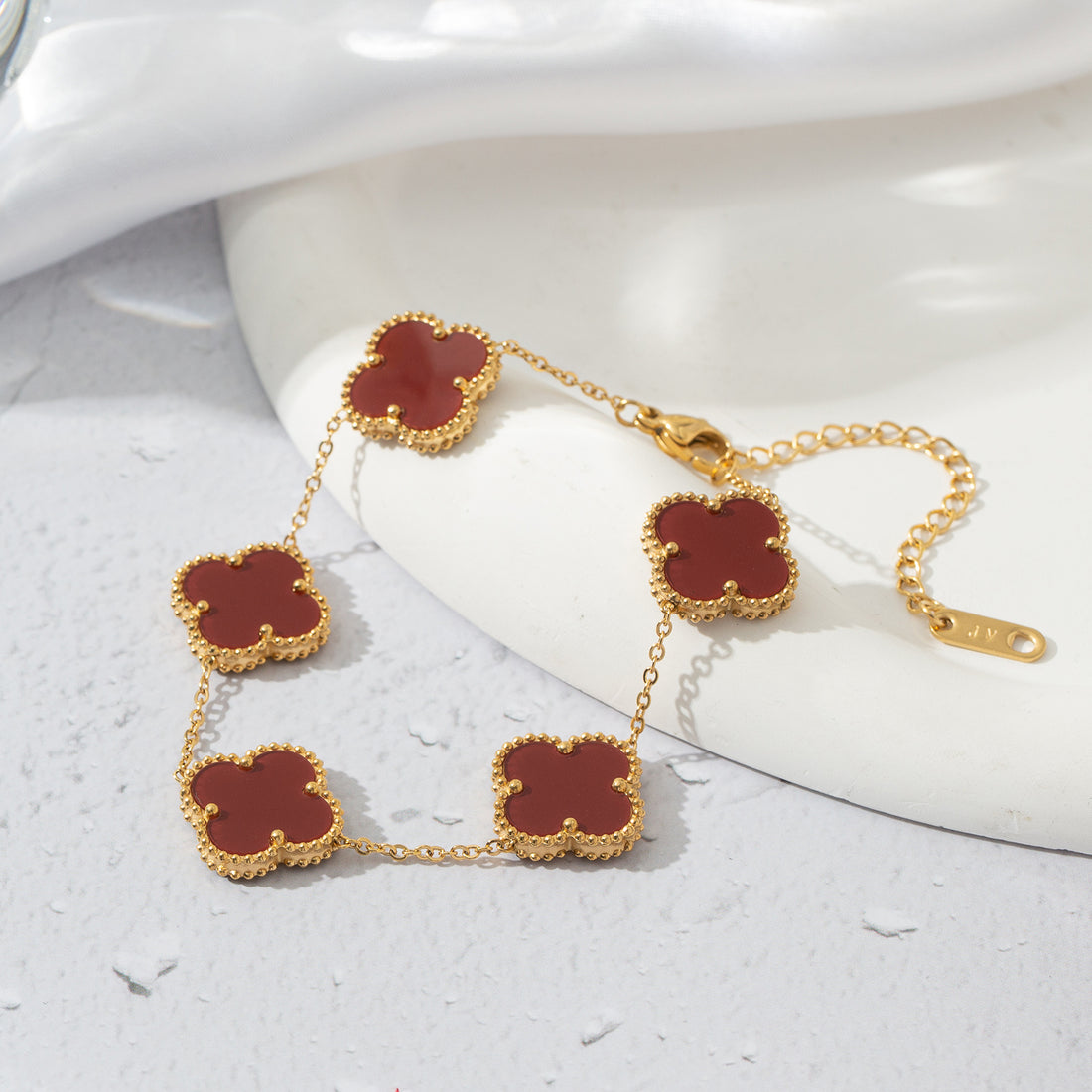 Gold Lucky Clover Large Flower Bracelet