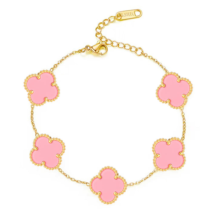 Gold Lucky Clover Large Flower Bracelet