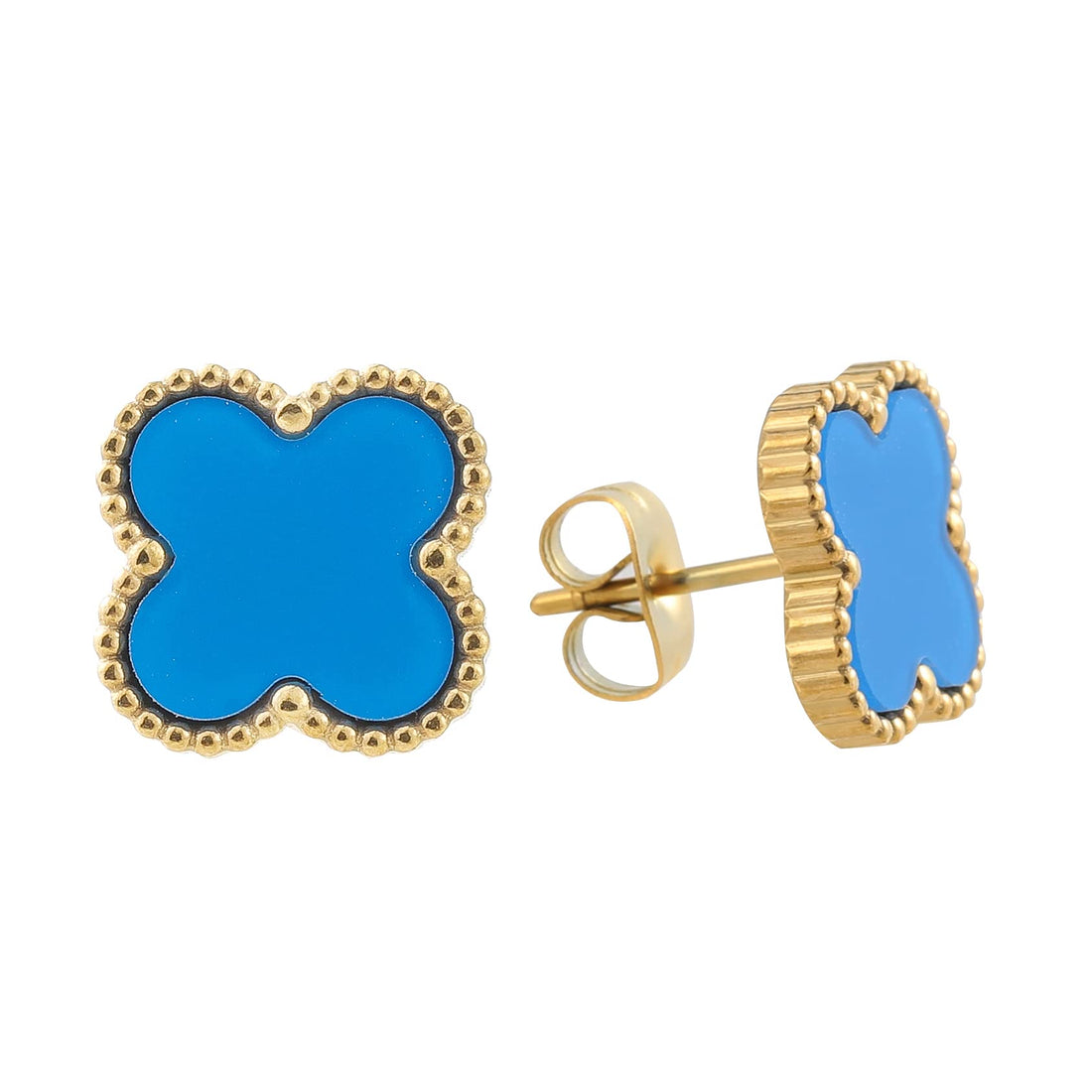 Gold Lucky Clover Stud Earrings - FOLOOTY BOUTIQUE