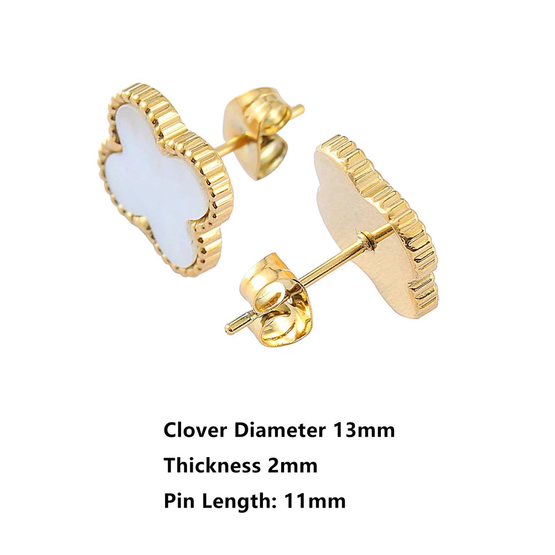 Gold Lucky Clover Stud Earrings - FOLOOTY BOUTIQUE