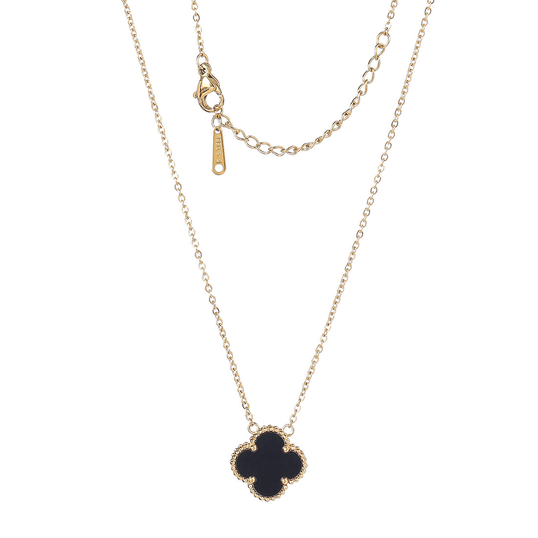 Lucky Clover Single Flower Necklace with Black